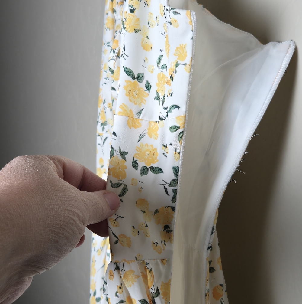 Scarlet Darkness White Yellow Floral Milkmaid Midi Sundress Cottagecore Large - Picture 5 of 14
